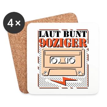 Laut Bunt 90ziger - Untersetzer (4er-Set) - Weiß - Vorne