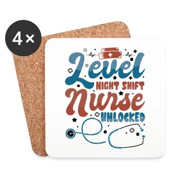 Level Night Shift Nurse Unlocked - Untersetzer (4er-Set) - Weiß - Vorne