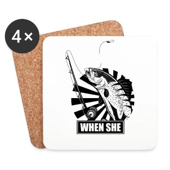 I Like It When She Bends Over - Funny Fishing - Coasters (set of 4) - white - Front