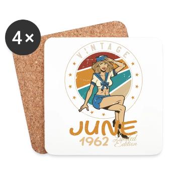Vintage 1962 - Born In June 1962 - Coasters (set of 4) - white - Front