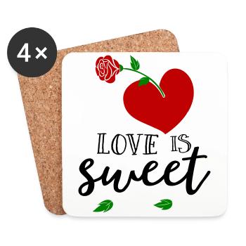 L’amour est doux, Herz - Dessous de verre (lot de 4) - blanc - Devant