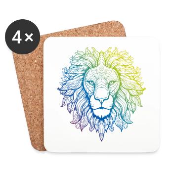 Leo Mandala Boho - Coasters (set of 4) - white - Front
