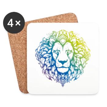 Leo Mandala Boho - Coasters (set of 4) - white - Front