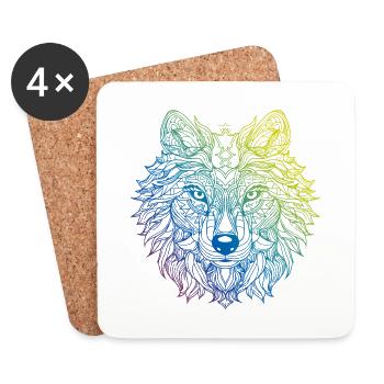 Wolf Mandala Boho - Dessous de verre (lot de 4) - blanc - Devant