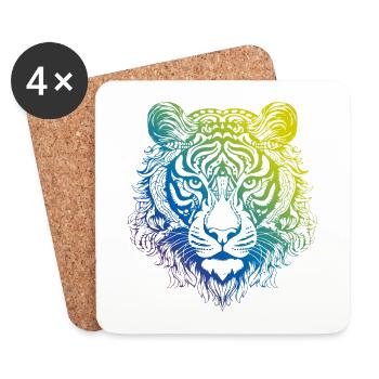 Tigre Mandala Boho - Dessous de verre (lot de 4) - blanc - Devant