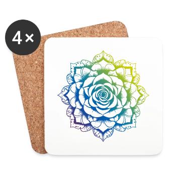 Rose Mandala Boho - Dessous de verre (lot de 4) - blanc - Devant