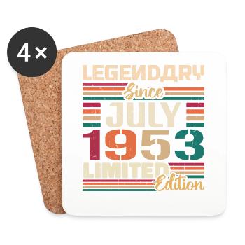 Juillet 1953 Anniversaire Juillet 1953 Juillet Année - Dessous de verre (lot de 4) - blanc - Devant