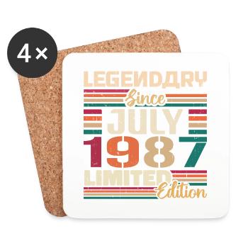 Juillet 1987 Anniversaire Juillet 1987 Juillet Année - Dessous de verre (lot de 4) - blanc - Devant