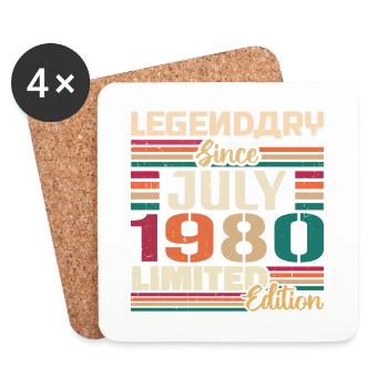 July 1980 Anniversary July 1980 July Vintage - Coasters (set of 4) - white - Front