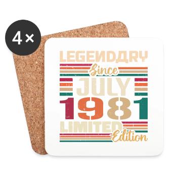 Juli 1981 Jahrestag Juli 1981 Juli Jahrgang - Untersetzer (4er-Set) - Weiß - Vorne