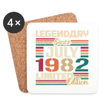 Juillet 1982 Anniversaire Juillet 1982 Juillet Année - Dessous de verre (lot de 4) - blanc - Devant