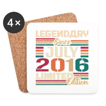 Juillet 2016 Anniversaire Juillet 2016 Juillet Millésime - Dessous de verre (lot de 4) - blanc - Devant