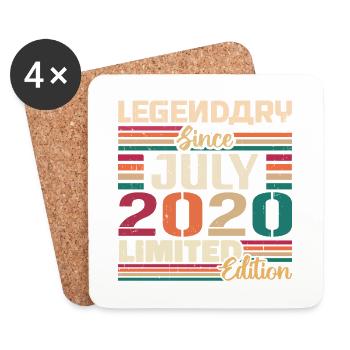 Juillet 2020 Anniversaire Juillet 2020 Juillet Millésime - Dessous de verre (lot de 4) - blanc - Devant