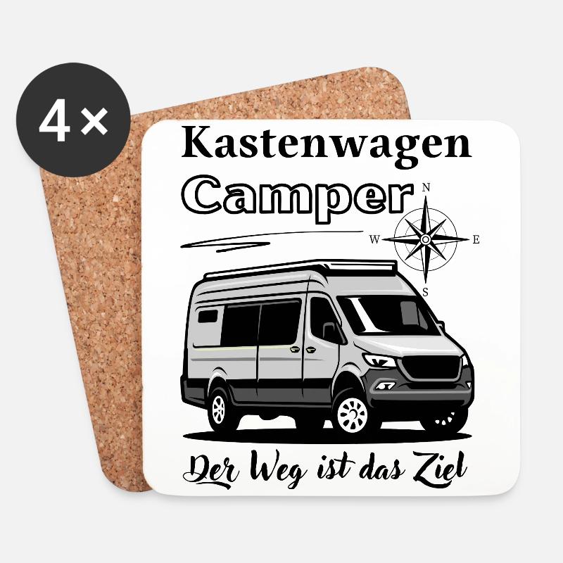 Camper-Kastenwagen Wohnmobil Spruch + Motiv - Untersetzer (4er-Set) - Weiß