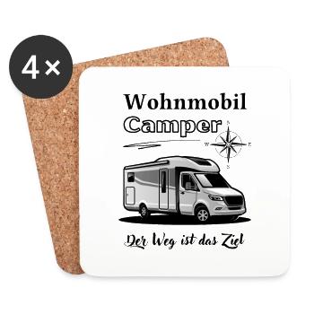 Wohnmobil Camper-Wohnmobil Spruch + Motiv - Untersetzer (4er-Set) - Weiß - Vorne
