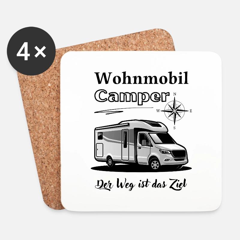 Wohnmobil Camper-Wohnmobil Spruch + Motiv - Untersetzer (4er-Set) - Weiß