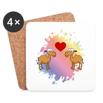 Camel Comic Couple Love - Dessous de verre (lot de 4) - blanc - Devant