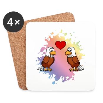 Adler Comic Paar Liebe - Untersetzer (4er-Set) - Weiß - Vorne