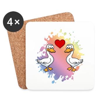 Goose Comic Couple Love - Coasters (set of 4) - white - Front