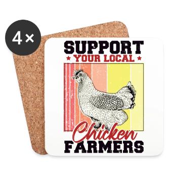 Support Your Local Chicken Farmers - Coasters (set of 4) - white - Front