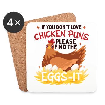 Chicken Puns Poultry Lover - Coasters (set of 4) - white - Front