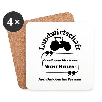 Landwirtschaft kann Dumme Menschen nicht Heilen... - Untersetzer (4er-Set) - Weiß - Vorne