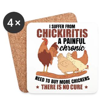 Éleveur de poulets - Dessous de verre (lot de 4) - blanc - Devant