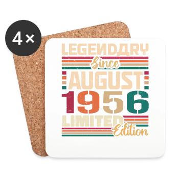1956 Août Légende de l’anniversaire Août 1956 - Dessous de verre (lot de 4) - blanc - Devant