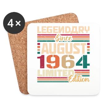 1964 Août Légende de l’anniversaire Août 1964 - Dessous de verre (lot de 4) - blanc - Devant