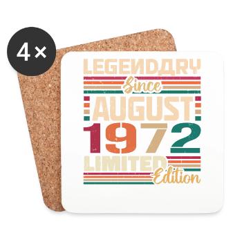 1972 Août Légende de l’anniversaire Août 1972 - Dessous de verre (lot de 4) - blanc - Devant