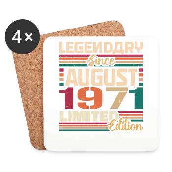 1971 Août Légende de l’anniversaire Août 1971 - Dessous de verre (lot de 4) - blanc - Devant