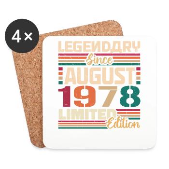 1978 Août Légende de l’anniversaire Août 1978 - Dessous de verre (lot de 4) - blanc - Devant