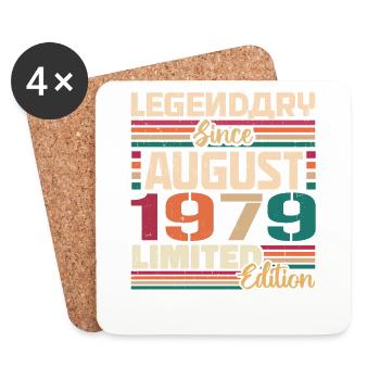 1979 Août Légende de l’anniversaire Août 1979 - Dessous de verre (lot de 4) - blanc - Devant