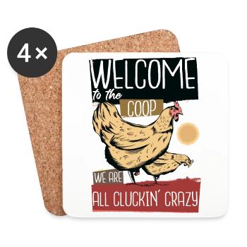 Chicken Coop Farmer Farming Hen - Coasters (set of 4) - white - Front