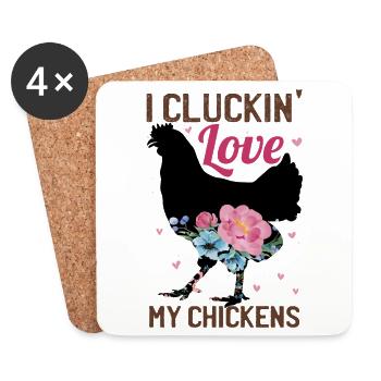 J’aime mes poules - Dessous de verre (lot de 4) - blanc - Devant