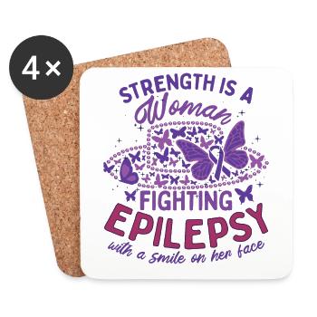 Women Epilepsy Fighter - Coasters (set of 4) - white - Front
