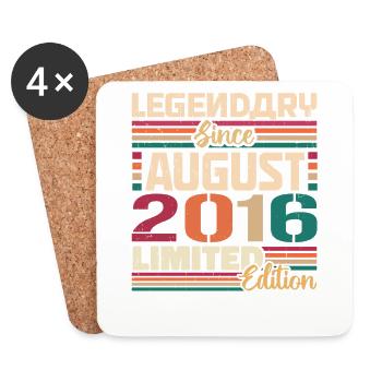 2016 Août Anniversaire Légende Août 2016 - Dessous de verre (lot de 4) - blanc - Devant