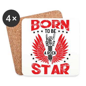 Né pour être une rock star | Guitariste - Dessous de verre (lot de 4) - blanc - Devant
