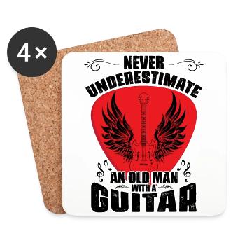 Old Man With A Guitar | Music | Guitarist - Coasters (set of 4) - white - Front