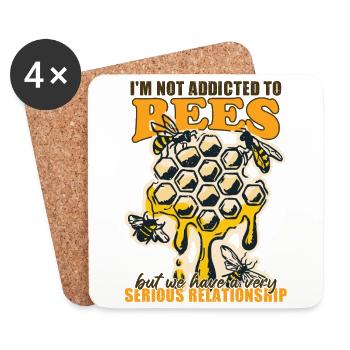 Je ne suis pas accro aux abeilles - Dessous de verre (lot de 4) - blanc - Devant