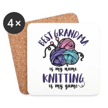 Best Grandma is my Name Knitting - Untersetzer (4er-Set) - Weiß - Vorne
