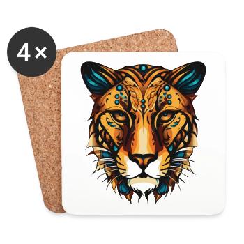 Gepard Portrait - Untersetzer (4er-Set) - Weiß - Vorne