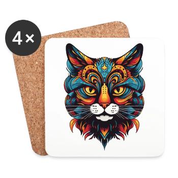 Cat Portrait - Coasters (set of 4) - white - Front