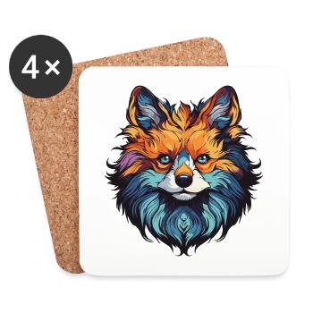Pomeranian Dog Portrait Miniature Spitz - Coasters (set of 4) - white - Front
