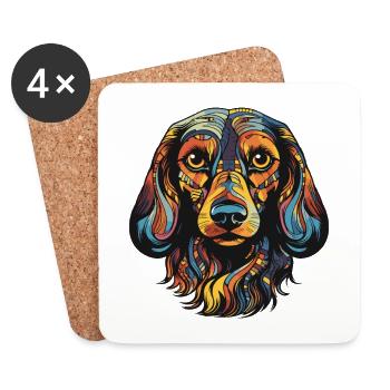Dachshund Hund Portrait Dackel - Untersetzer (4er-Set) - Weiß - Vorne