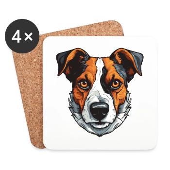 Jack Russel Terrier Hund Portrait - Untersetzer (4er-Set) - Weiß - Vorne