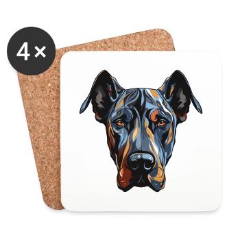 Great Dane Hund Portrait - Untersetzer (4er-Set) - Weiß - Vorne