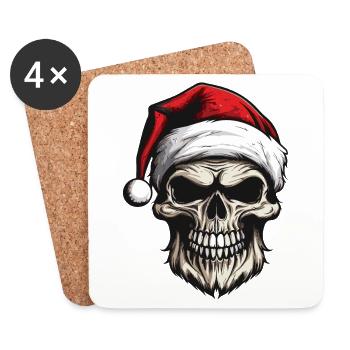Crâne du Père Noël - Dessous de verre (lot de 4) - blanc - Devant
