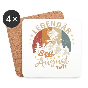 Legendär seit August 1971 Geburtstag Geschenk - Untersetzer (4er-Set) - Weiß - Vorne