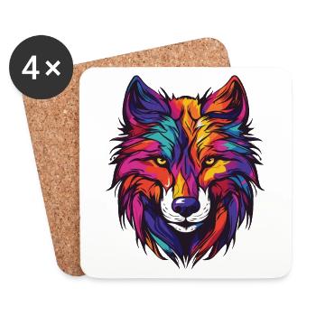 Wolf Portrait - Untersetzer (4er-Set) - Weiß - Vorne